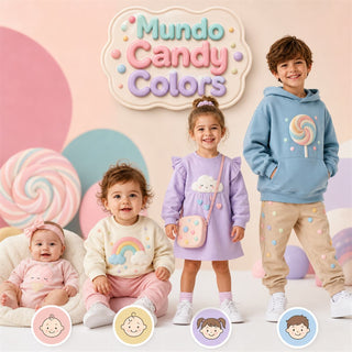 Personajes por edad — colección Mundo Candy Colors, ropa infantil y de bebé